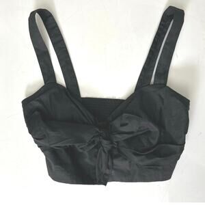 A.L.C. ALC Sleeveless V Neck Low oversized Black Bow front Button crop top 2